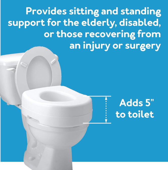 Carex Economy Raised Toilet Seat, 5.5” White, 300 lb Capacity