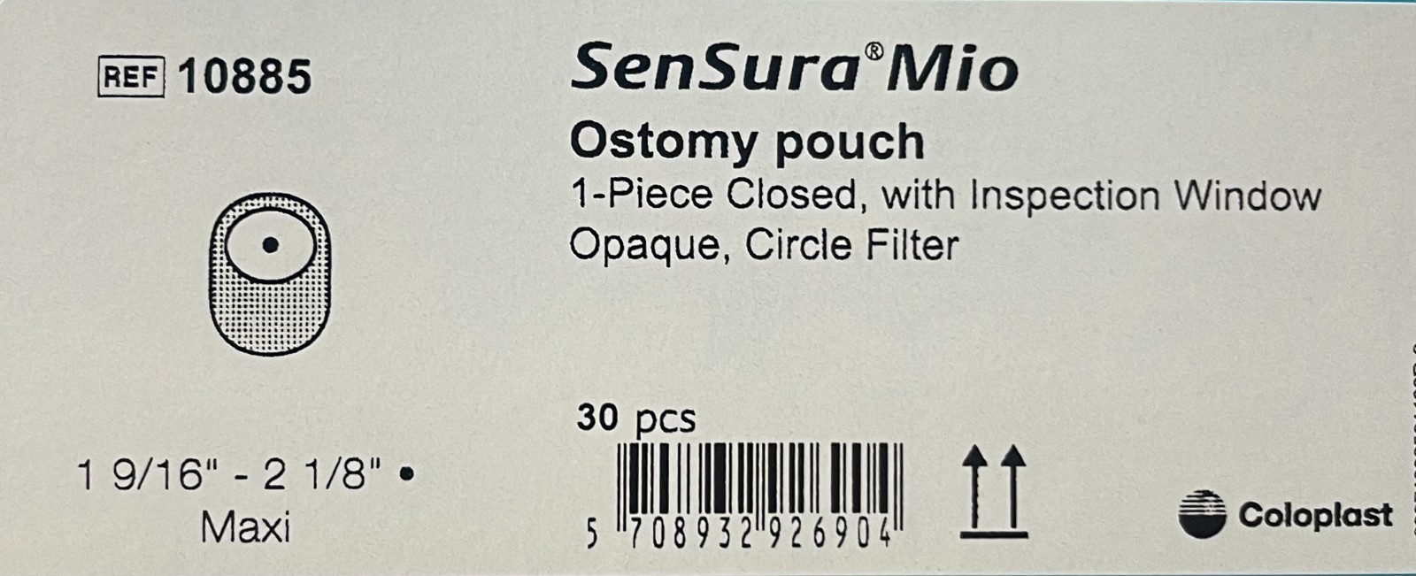 NEW SenSura Mio Ostomy Pouch 1-9/16 to 2-1/8 Inch Stoma 1pc System 30 Ct