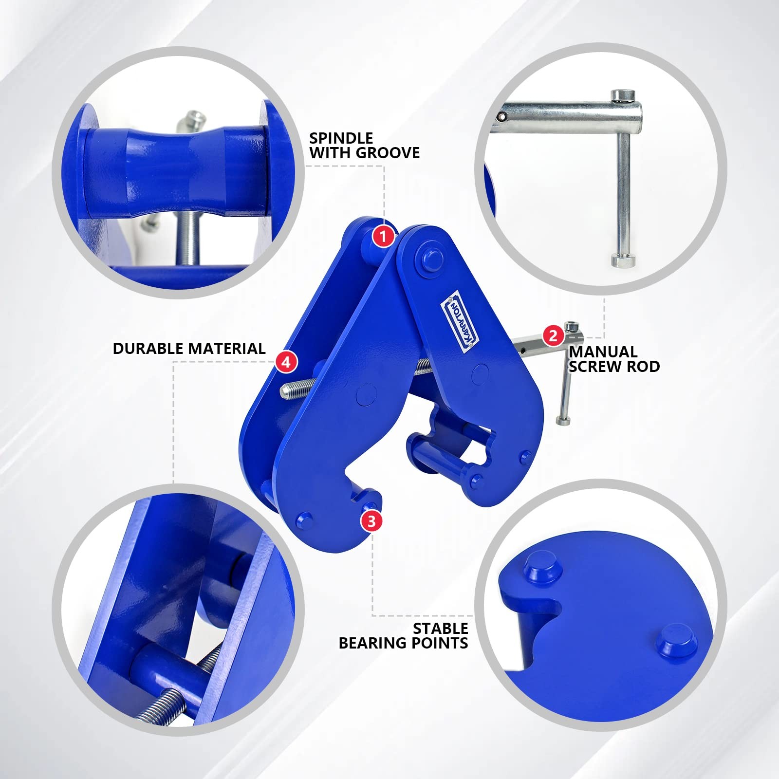 KARRYTON Beam Clamp 11000LB/5Ton,for Lifting & Rigging, 5T-1PC, Blue
