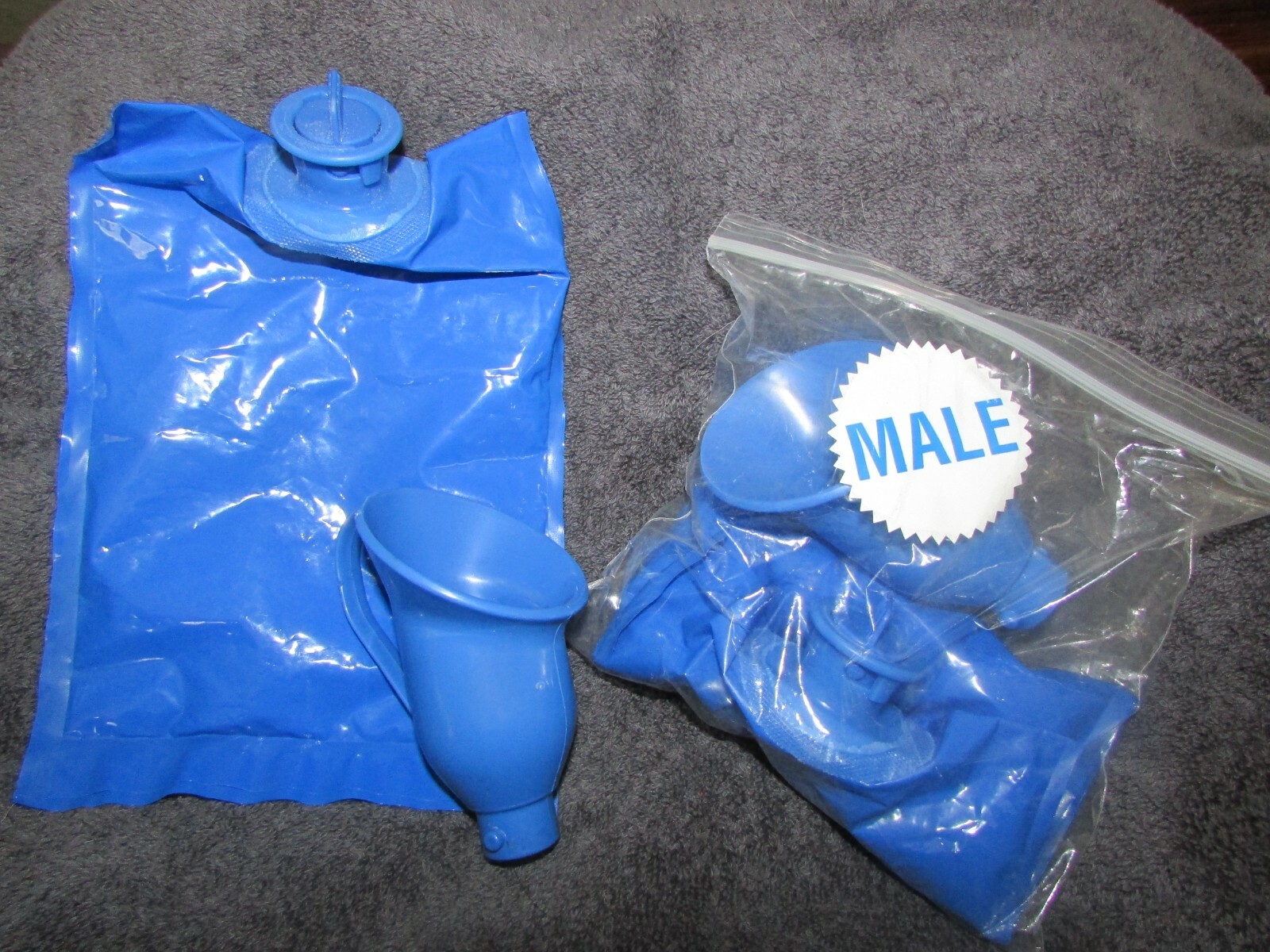 male urinal 2 pc plastic, catch w/containment bag, portable blue (Nrms)