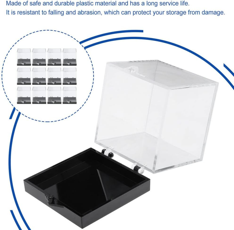 12 Pack Mineral Specimen Storage Boxes Clear Plastic Specimen Display Cases 1.37