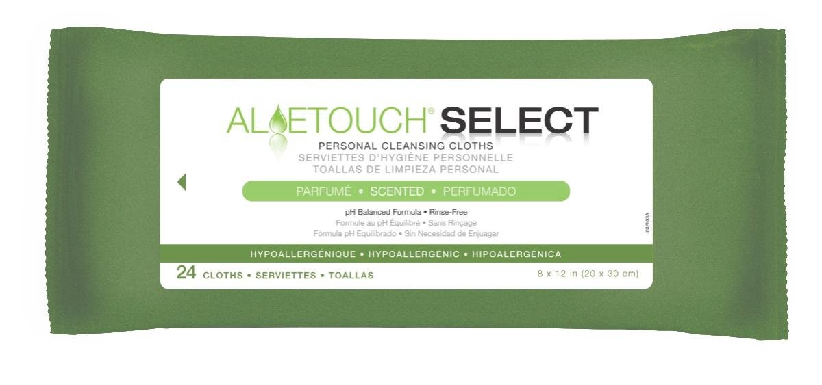 Medline AloeTouch Select Personal Cleansing Cloth Wipes, Scented, 8 x 12, 24