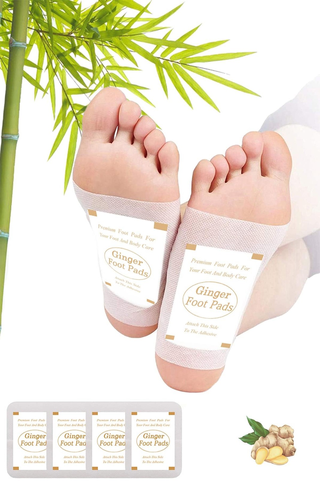 TEWEAE Foot Pads, Ginger FootPads, Natural 20 Count (Pack of 1), White