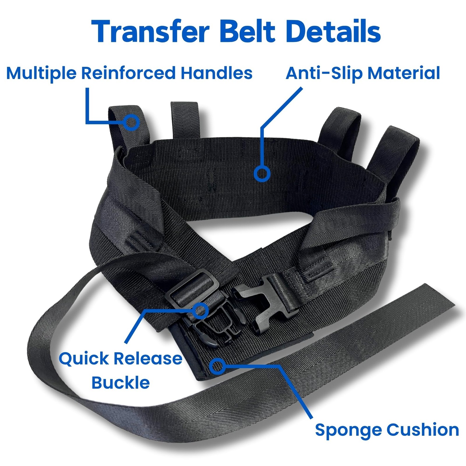Gait Belt, Transfer Belt(300lbs) with 7 Handles for Medical Nursing Safety…
