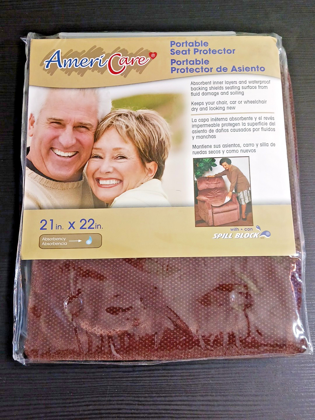 Americare 21″x 22″ Portable Seat Protector Brown for Chair Car or Wheelchair