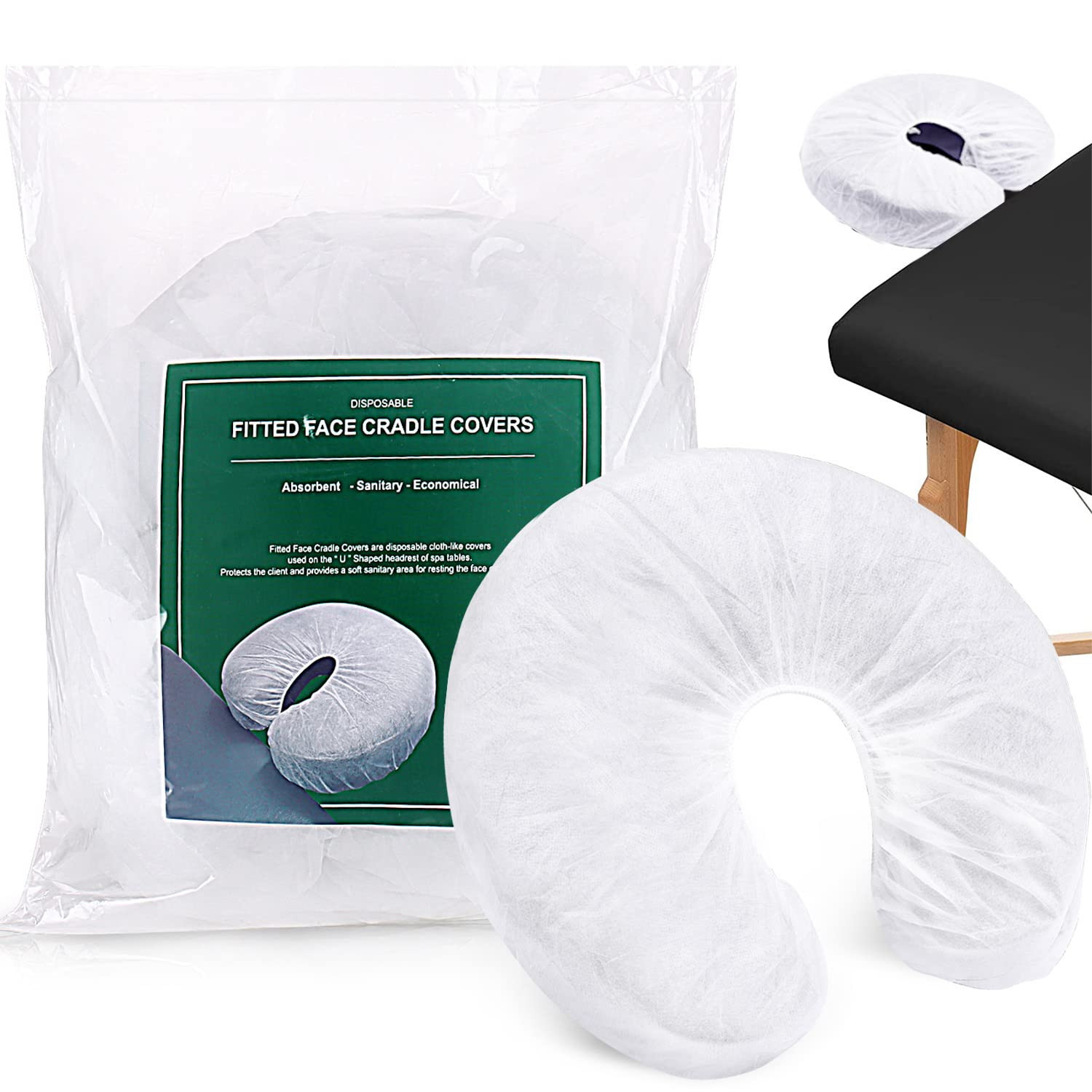 Noverlife 100PCS Disposable Fitted Face Cradle Covers, Non-Woven Ultra Soft Mass