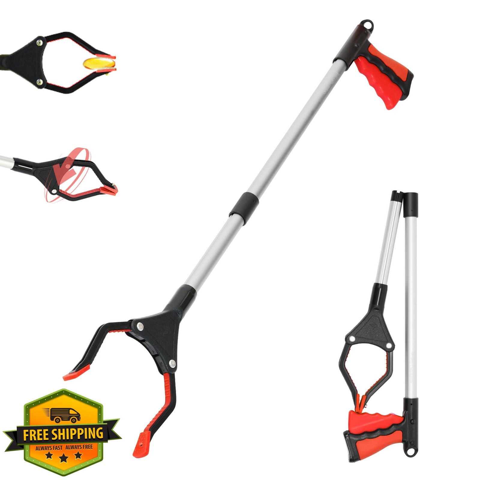GrabRunner Reacher Grabber Magnetic Red 32in