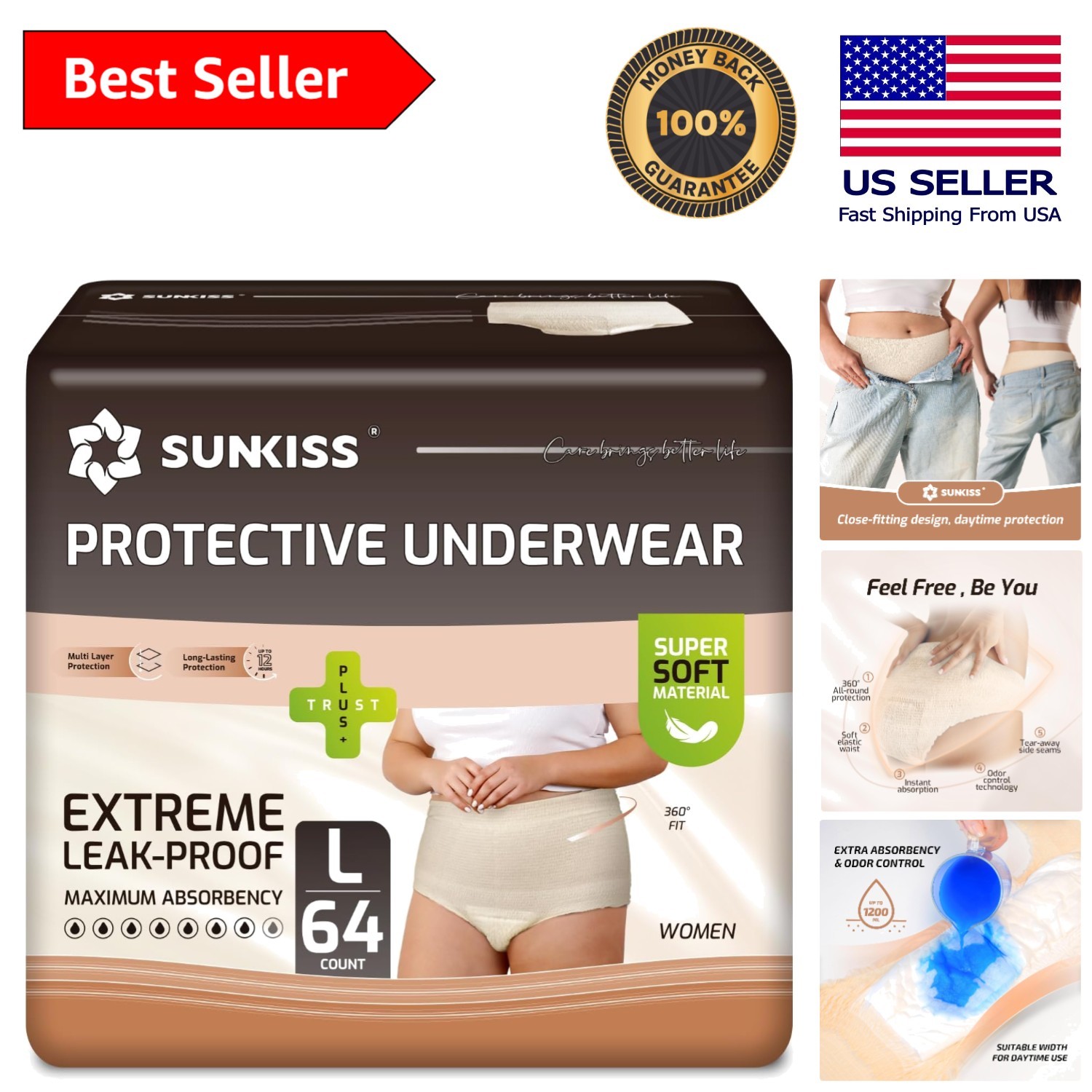 Max Absorbency Women’s Incontinence Underwear – Disposable Postpartum Panties