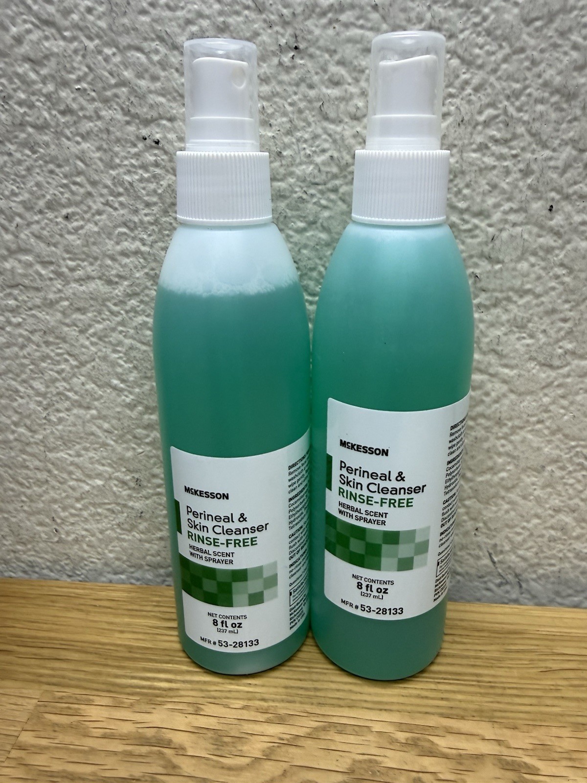 2X McKesson Perineal Wash Rinse-Free Herbal Scent Liquid Skin Cleanser 8oz