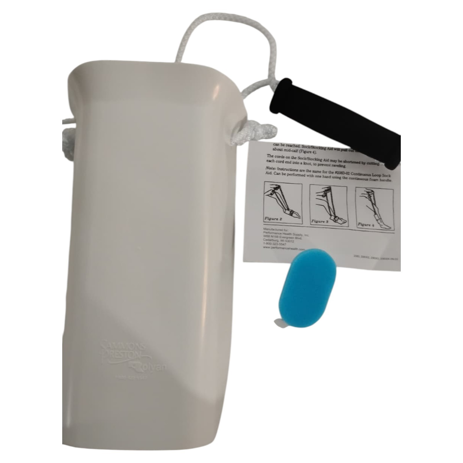 Sammons Preston Sock and Stocking Aid 28″ Rope with Built-Up Foam Handles – Easy