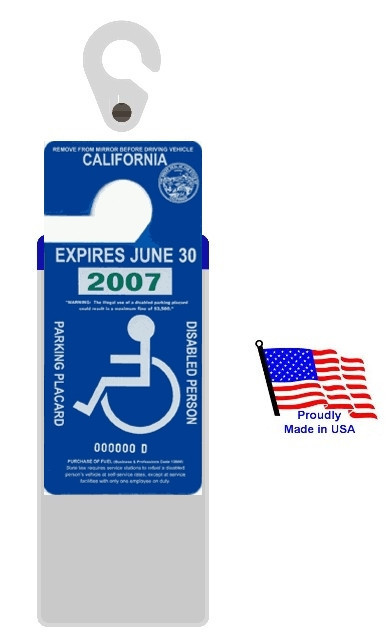 California Handicap Placard Holder & Protector. Sturdy Hook- ON & OFF in a Snap.
