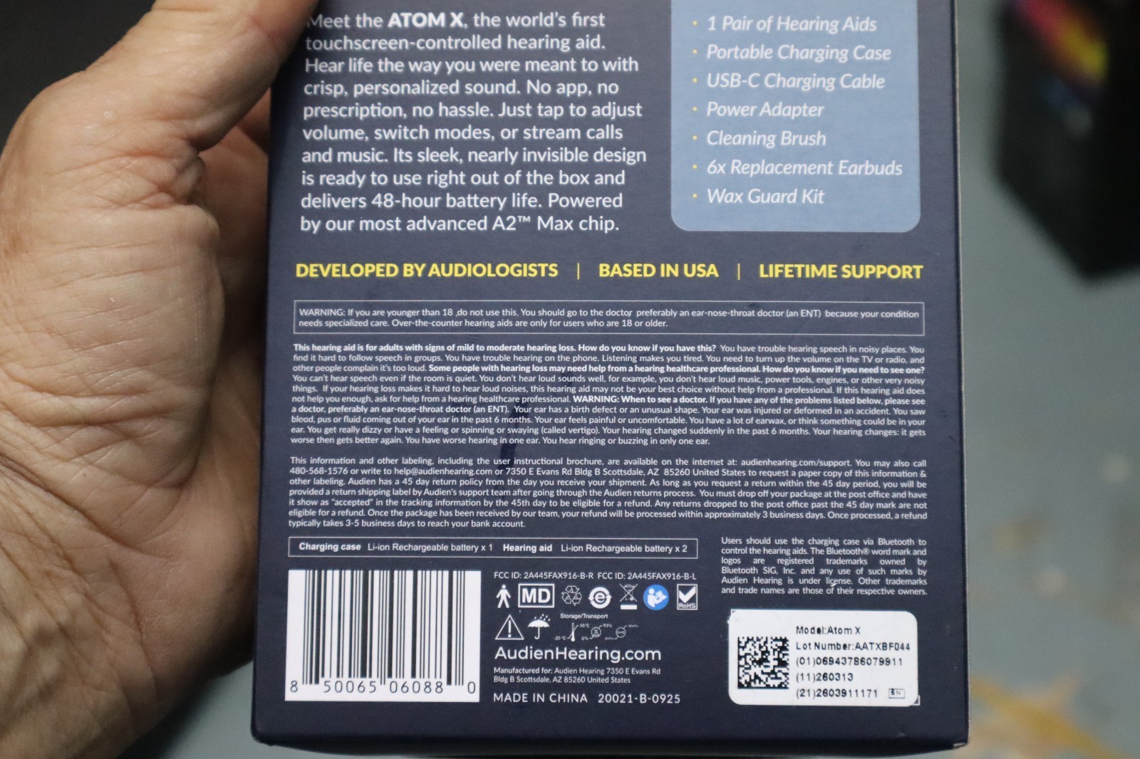 Audien Hearing Atom X Recheargeable OTC Hearing Aids