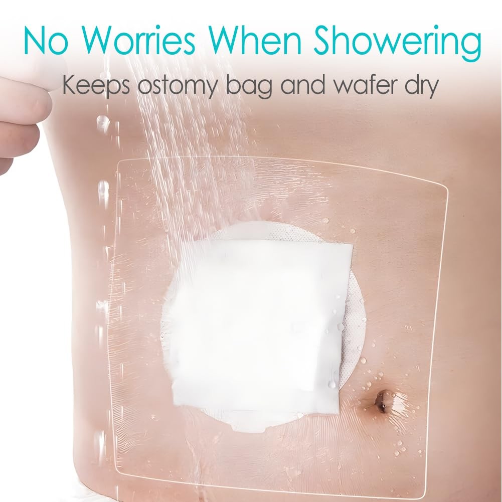 14 Pcs Waterproof Ostomy Bag Shower Cover 10″x12″, Stoma Bath Protector Shiel…