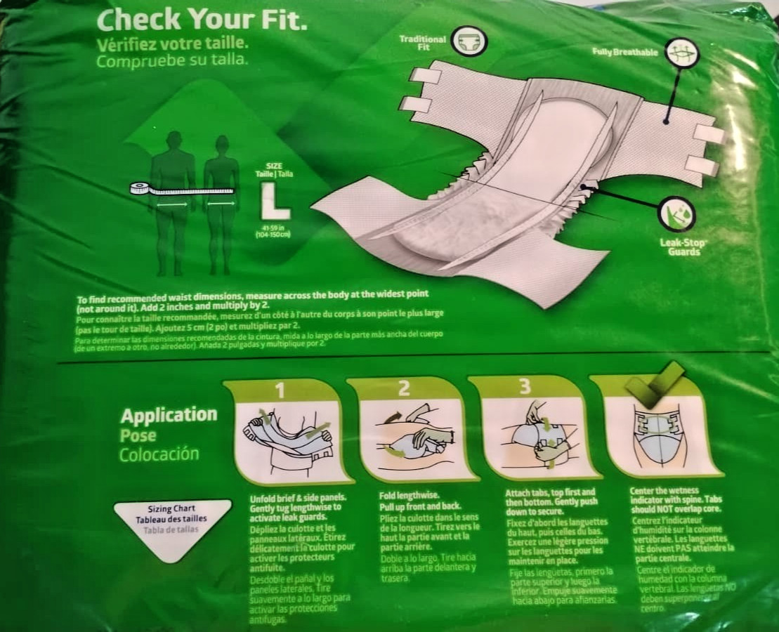 FitRight Extended Wear Overnight Adult Briefs with Tabs MTB80500Z Large 41″-59″