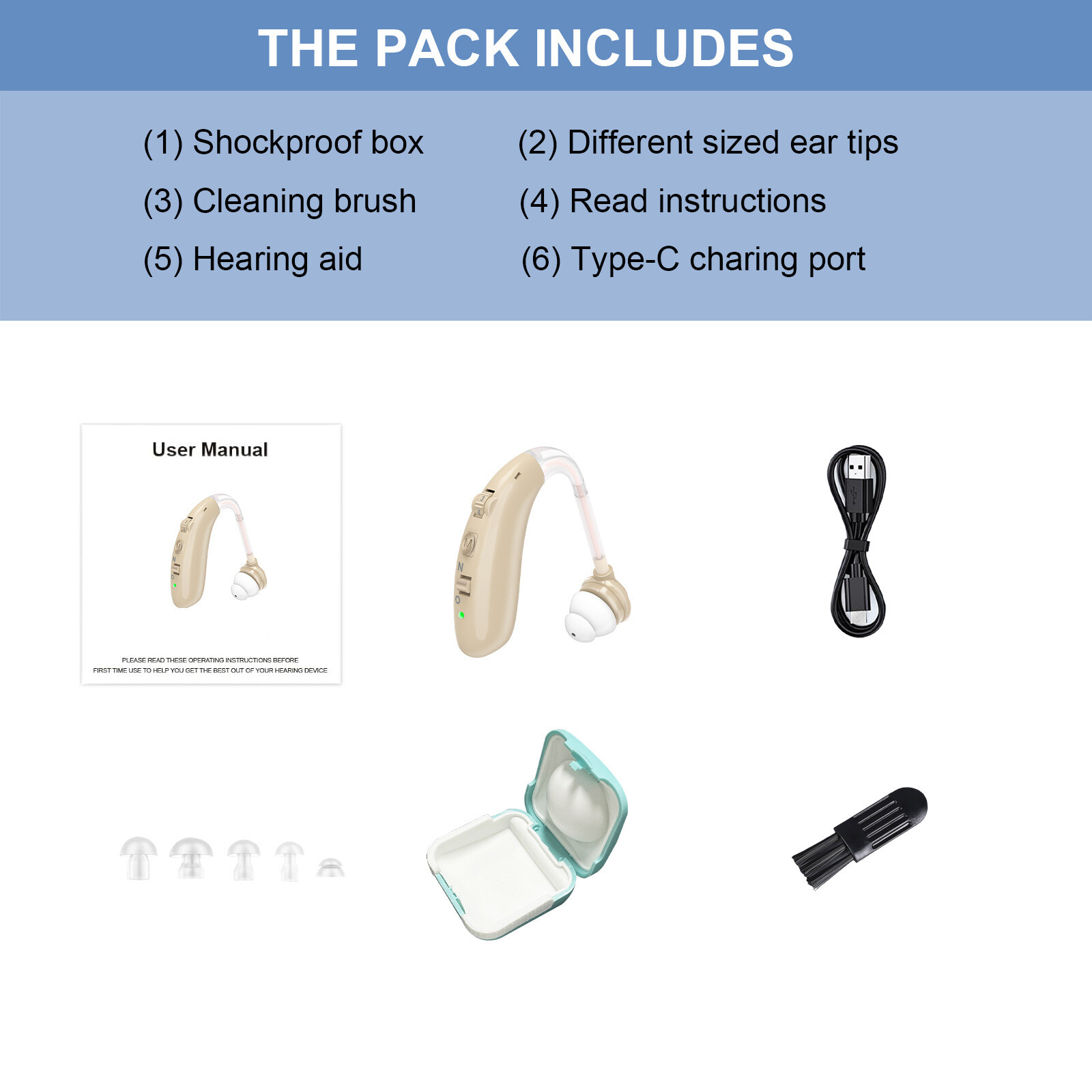 1 Pc / 1 Pair Bluetooth Rechargeable Digital Hearing Aids Sound Voice Amplifier