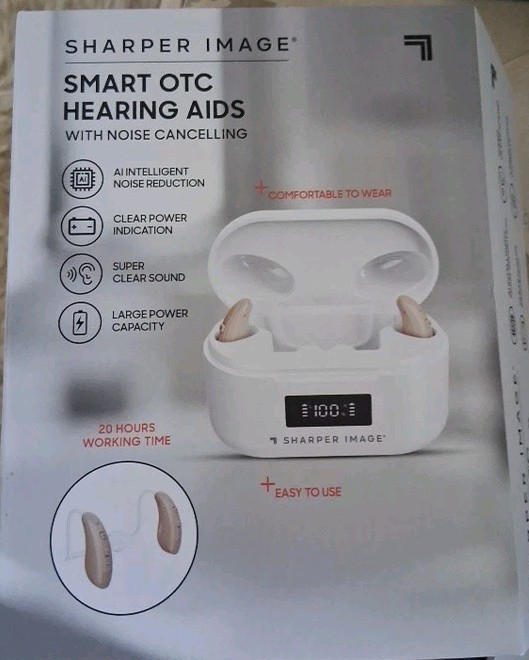 Sharper Image Smart OTC Hearing Aids Noise Cancelling D26AT 20 Hours Recharge