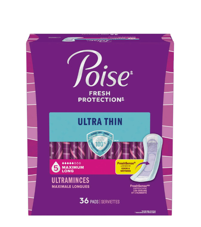 36ct Ultra Thin Incontinence Pads 5 Drop Maximum Absorbency Long Length