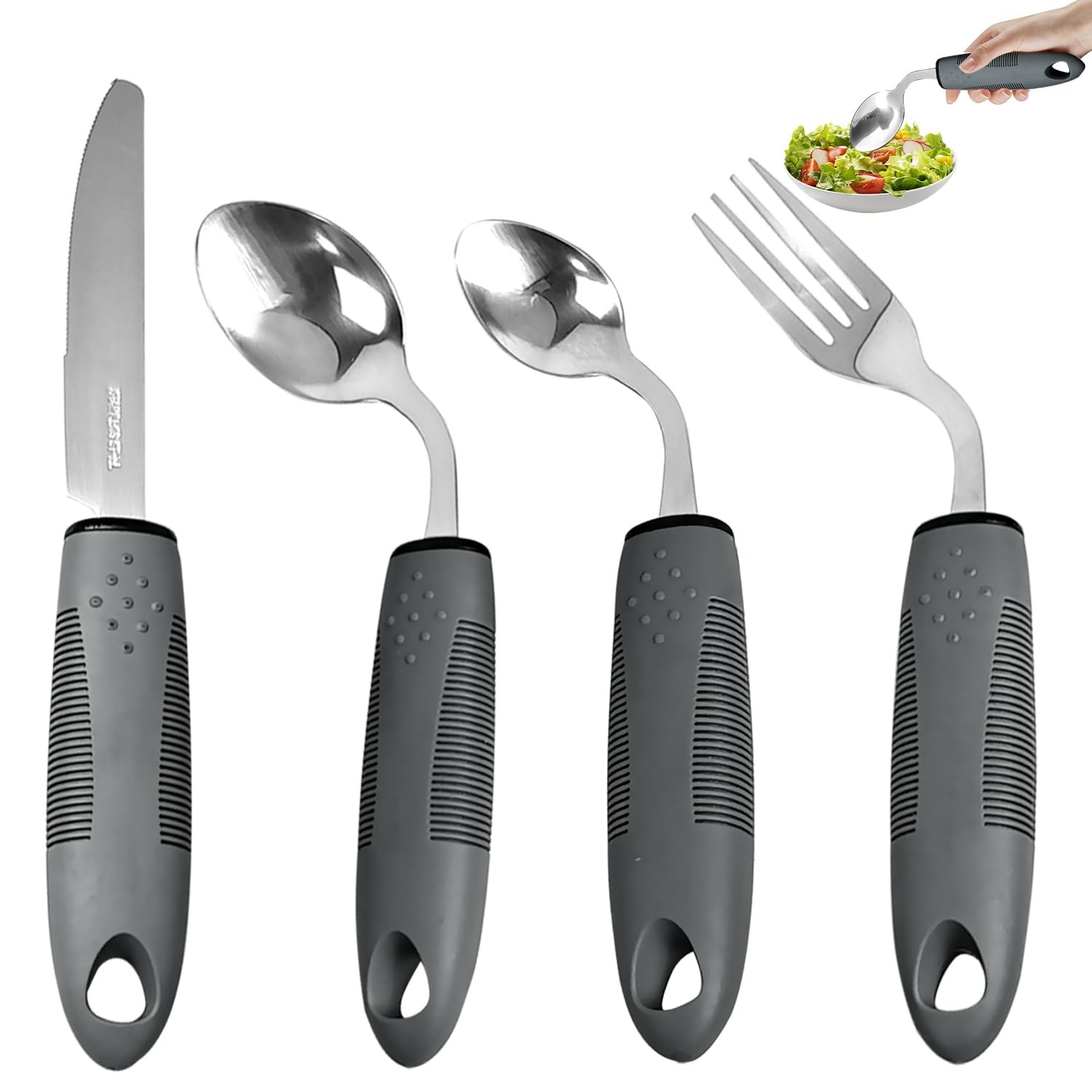 Weighted Adaptive Utensils, 4Pcs Adaptive Utensils for Hand Tremors and Parki…