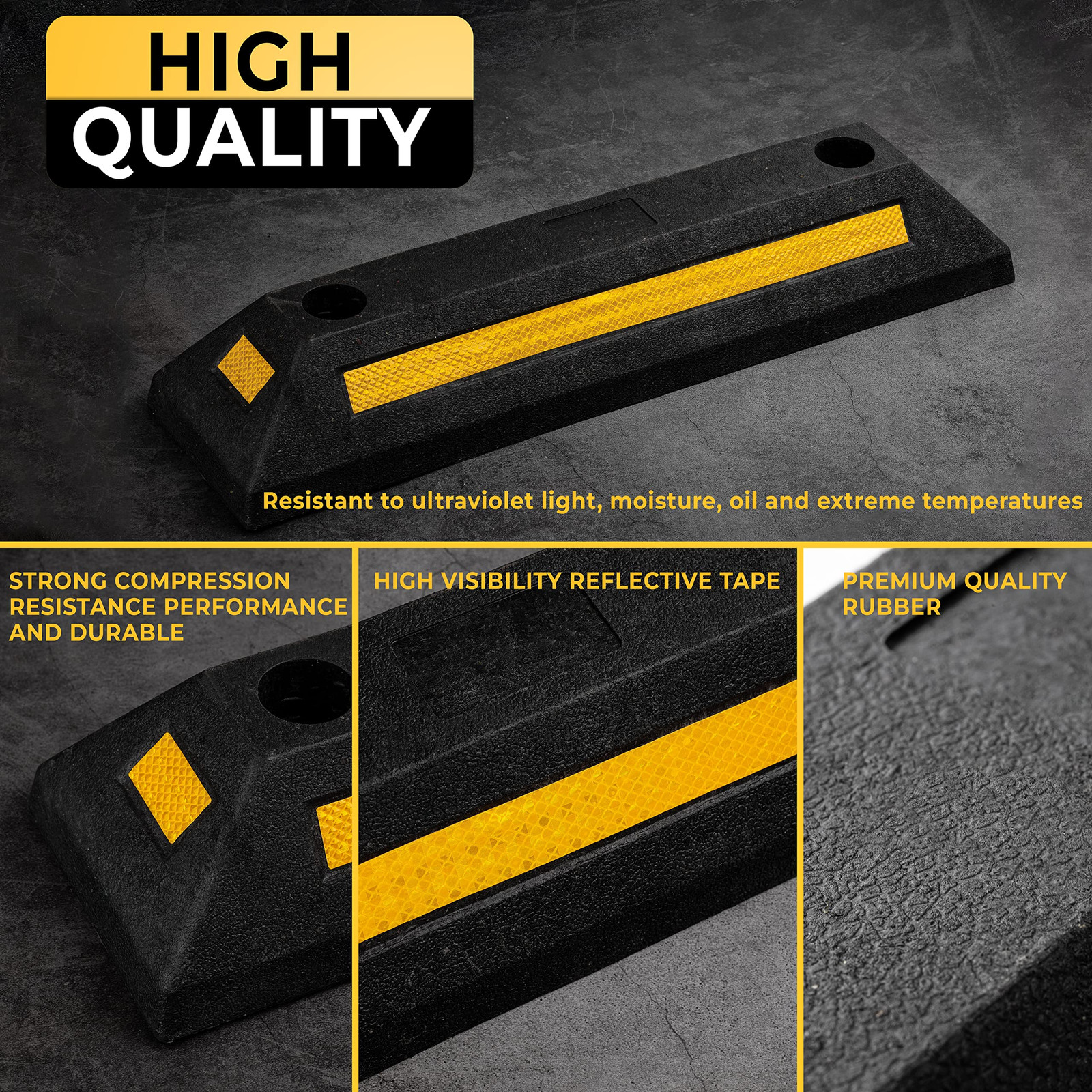 Heavy Duty Rubber Parking Guide -4 Pcs Premium Quality Durable Car Garage Whe…