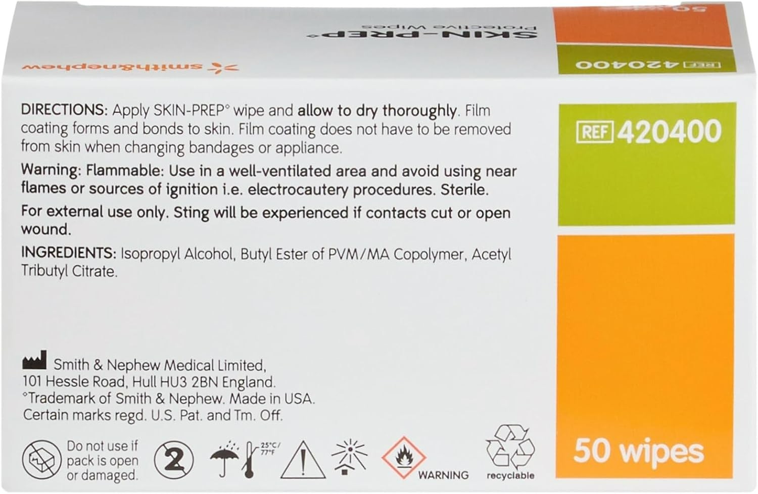 Gentle Skin-Prep Wipes by Smith & Nephew – Ideal for Sensitive Areas – 50 Pack