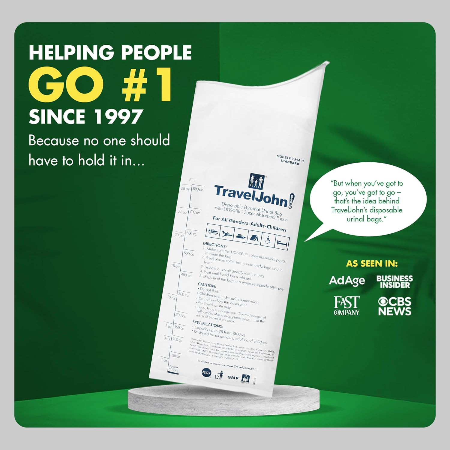 Disposable Urinal for Men, Women & Children 3 Ea (Pack of 3)