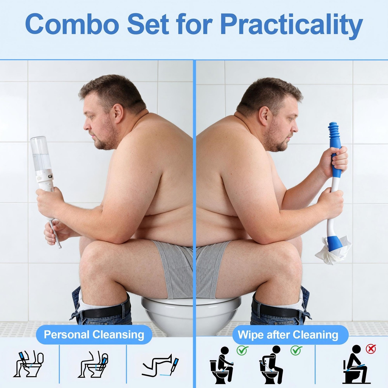 Aovikood Electric Portable Bidet Toilet Aids Wiper Tool Set White