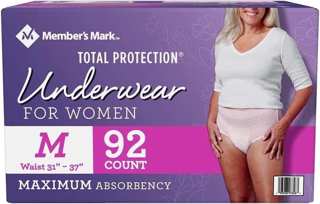 Member’s Mark Total Protection Underwear for Women, Medium (92 Count)