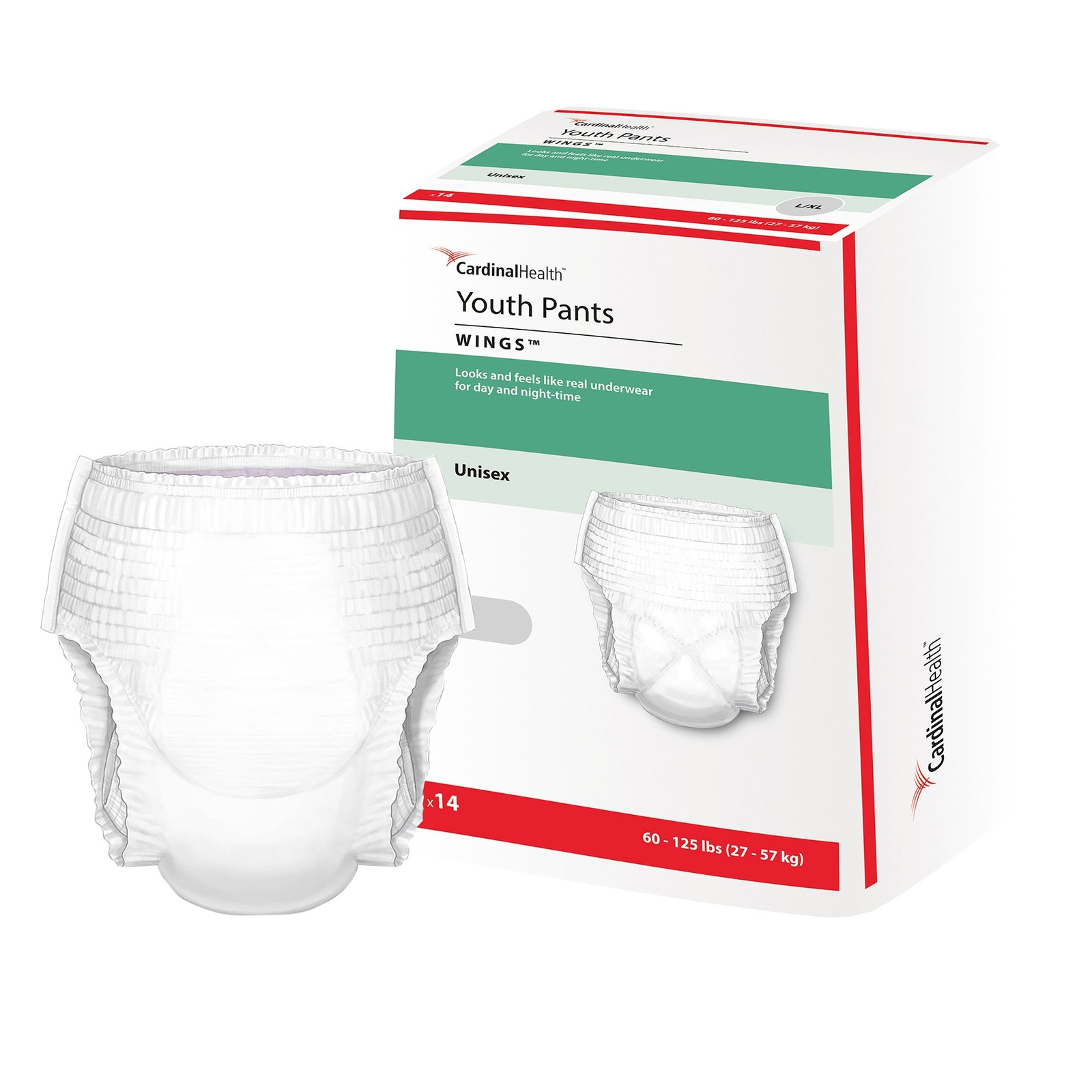 Cardinal Curity Wings 70074A Unisex Youth Overnight Pants Underwear L 14 Ct