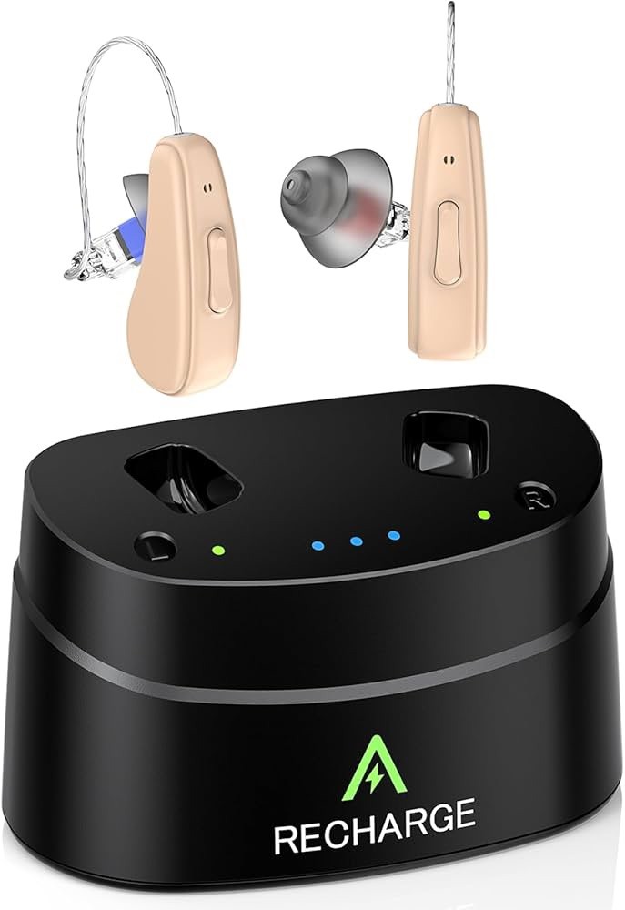 Aimsumy M2219 Beige Rechargeable Noise Cancelling RIC Hearing Aids for Adults