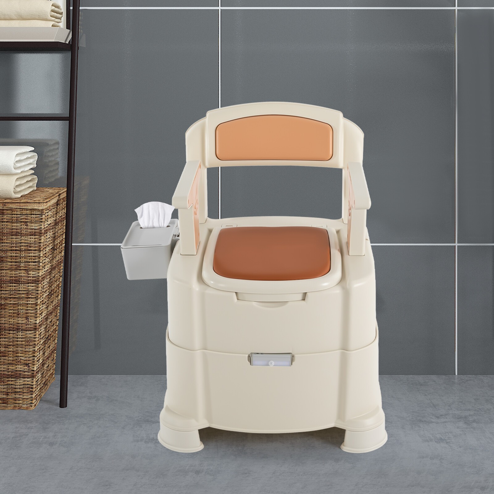 For The Elderly and The Sick TPE Home Portable Toilet with Sensor Night Light