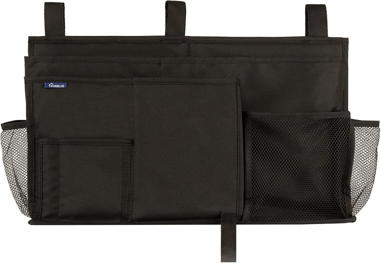 Caddy Hanging Organizer Bedside Storage Bag for Bunk and Hospital Beds, Black, L