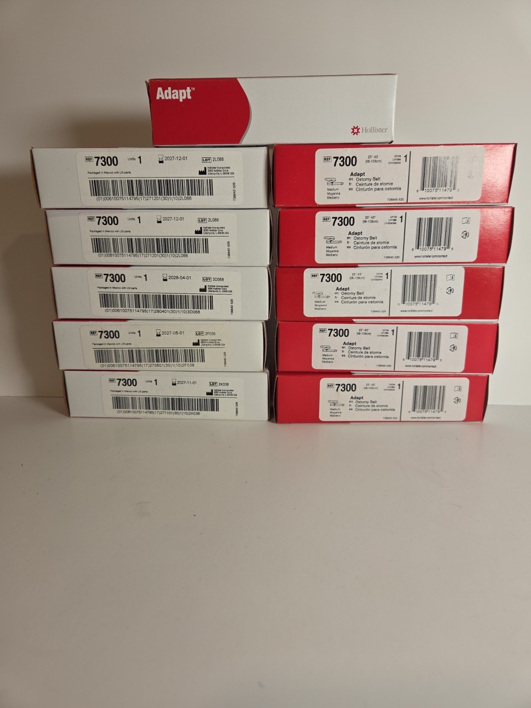 Hollister 7300 Adapt Adjustable Ostomy Belts 23″ to 43″ Waist- 11 BOXES Exp 2027