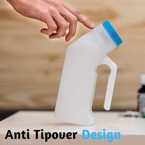 Spill-Proof Urinals for Men – 32 oz Portable Urine Bottle Bed Pan (2 Pack)