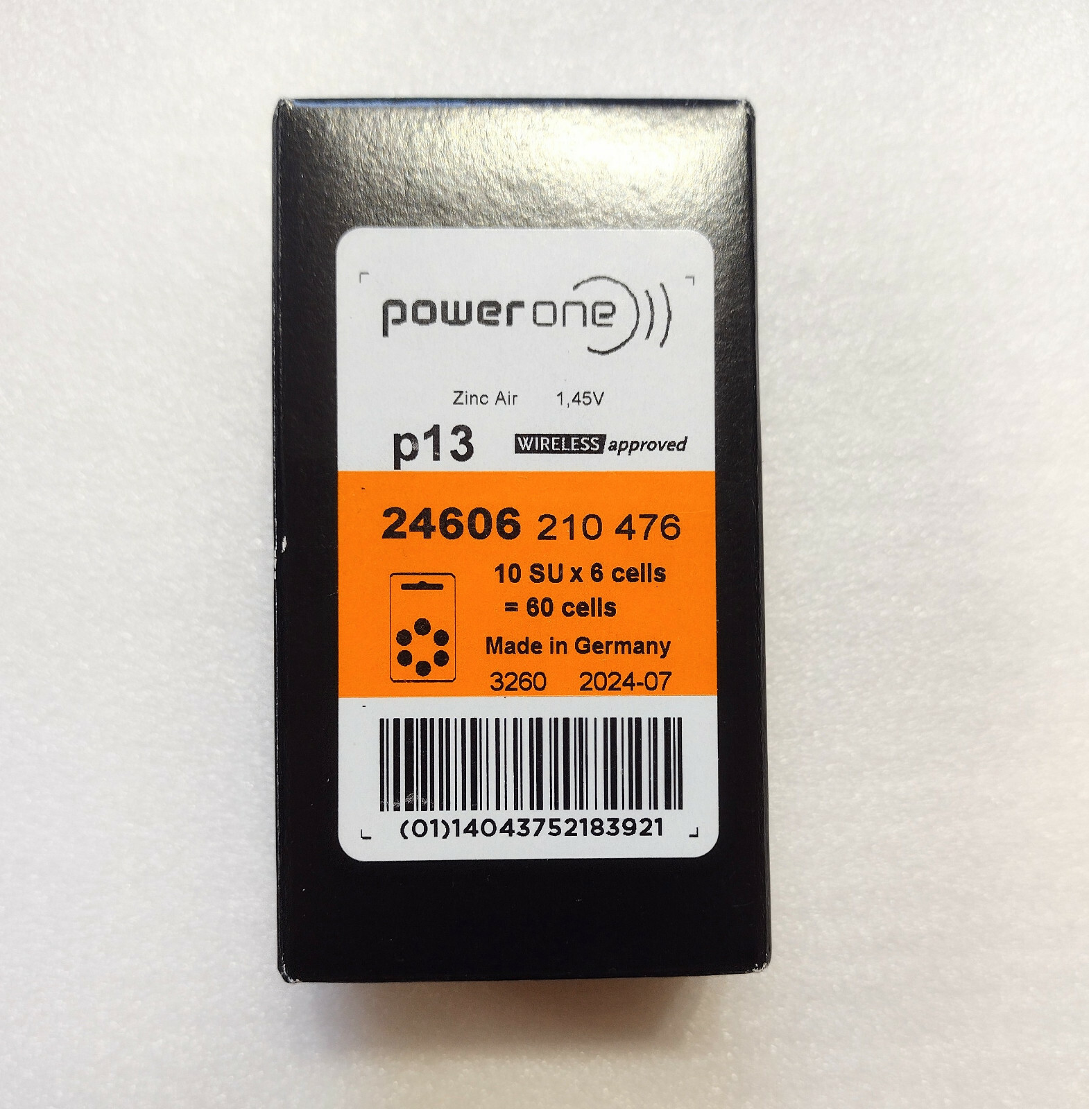 60 PowerOne p13 1.45V Hearing Aid Batteries Exp. 2024 – 10 Packs of 6