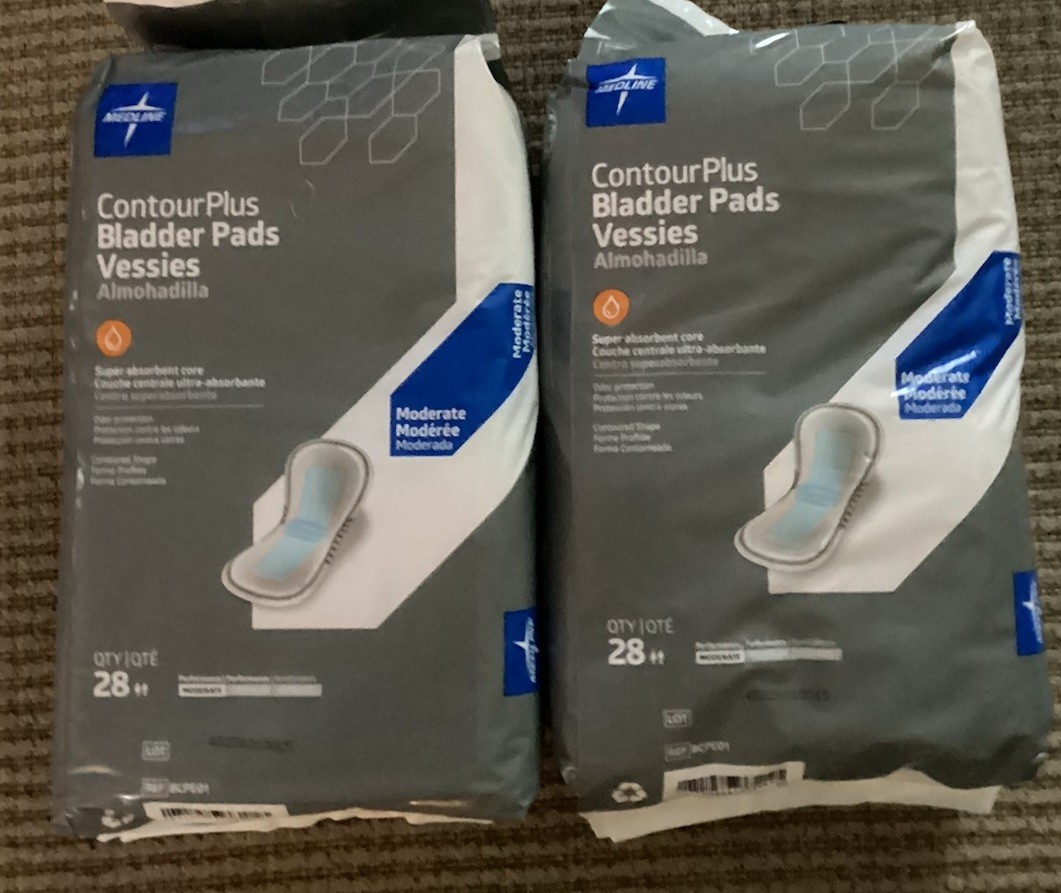 2pk (56) Medline Contour Plus BLADDER PADS Control Incontinence Urine Leakage