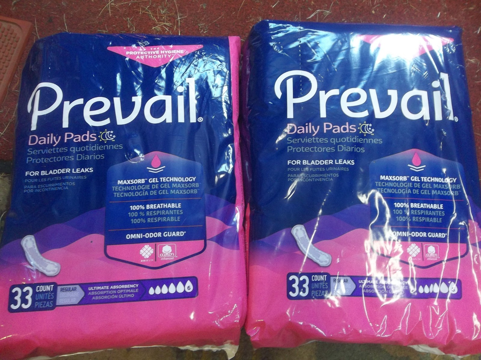 Prevail Ultimate Bladder Control Daily Pads 2 Pack of 33. free shipping
