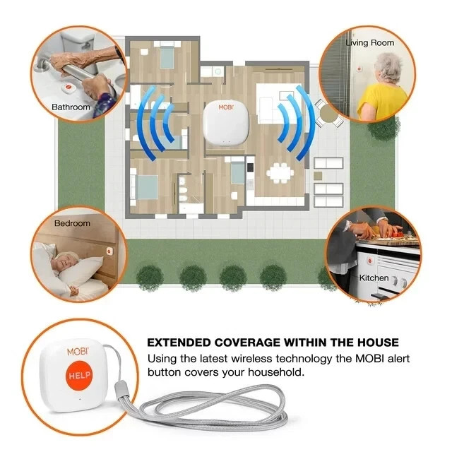 MOBI 24/7 EMERGENCY Smart Caregiver Support Monitoring System & Alert Button