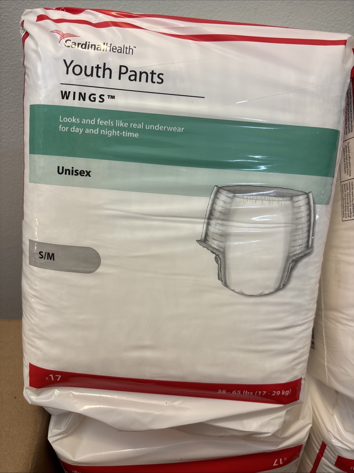 Cardinal Health WINGS Youth Pants S/M 38-65 lbs Unisex 17 Ct Case of 4 Packs
