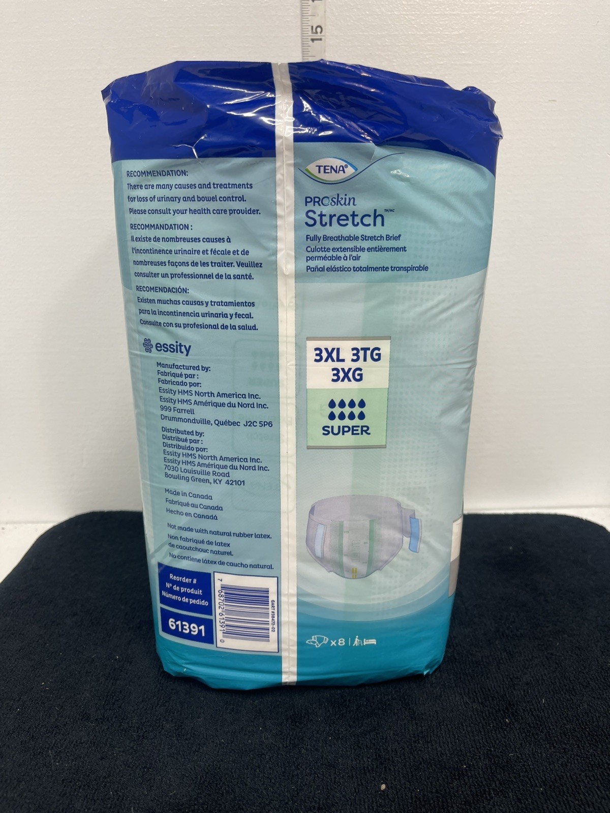 TENA Pro Skin Stretch Adult Briefs Super Heavy Absorbency 3XL Brief QTY 8