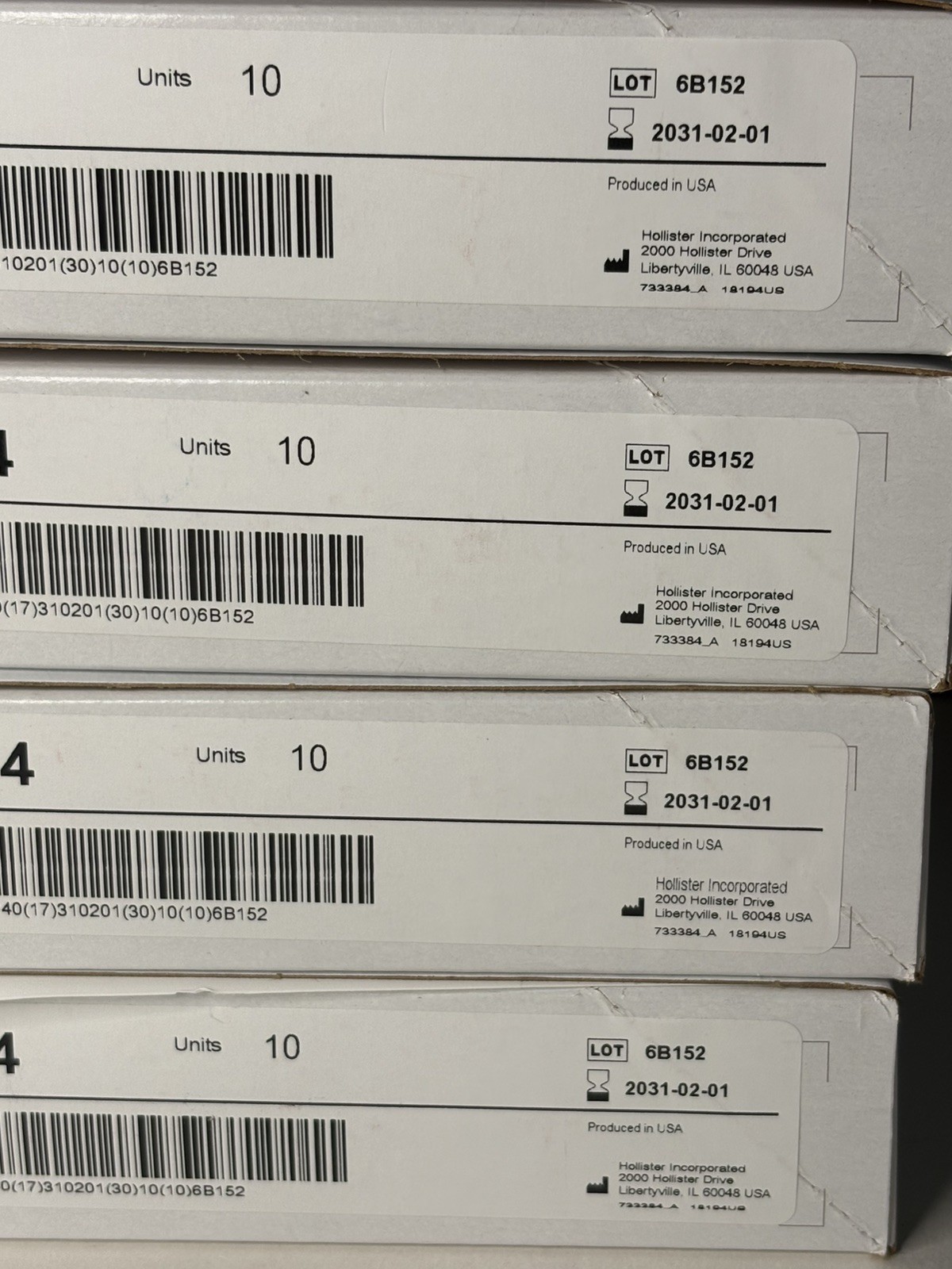4 boxes (40) Hollister 18194 Ostomy Drainable Pouches. 2-3/4” Flange. New-2031