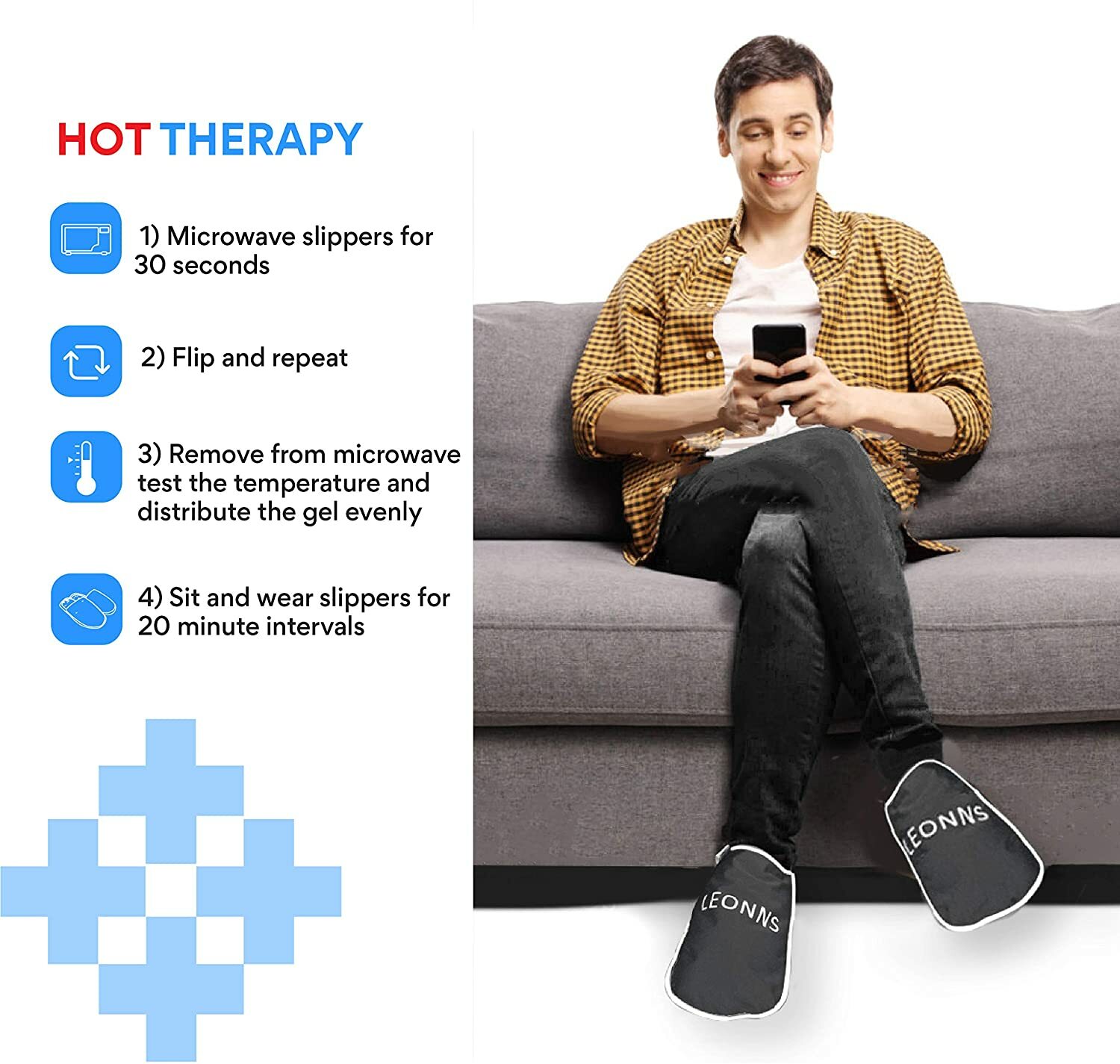 LEONNS Ice Pack Slippers for Feet -Provides Therapy for Foot Pain, Hot Feet