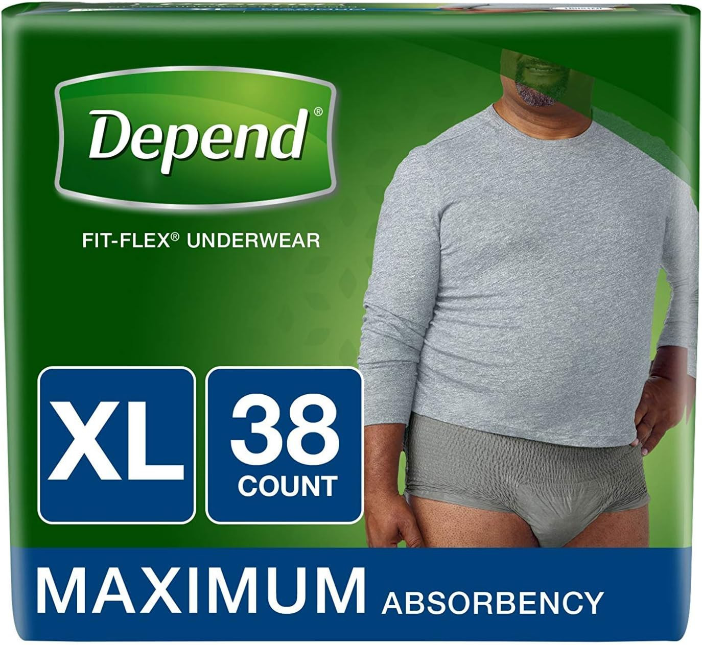 Depend FIT-FLEX Incontinence Underwear for Men, Maximum Absorbency, Disposable,