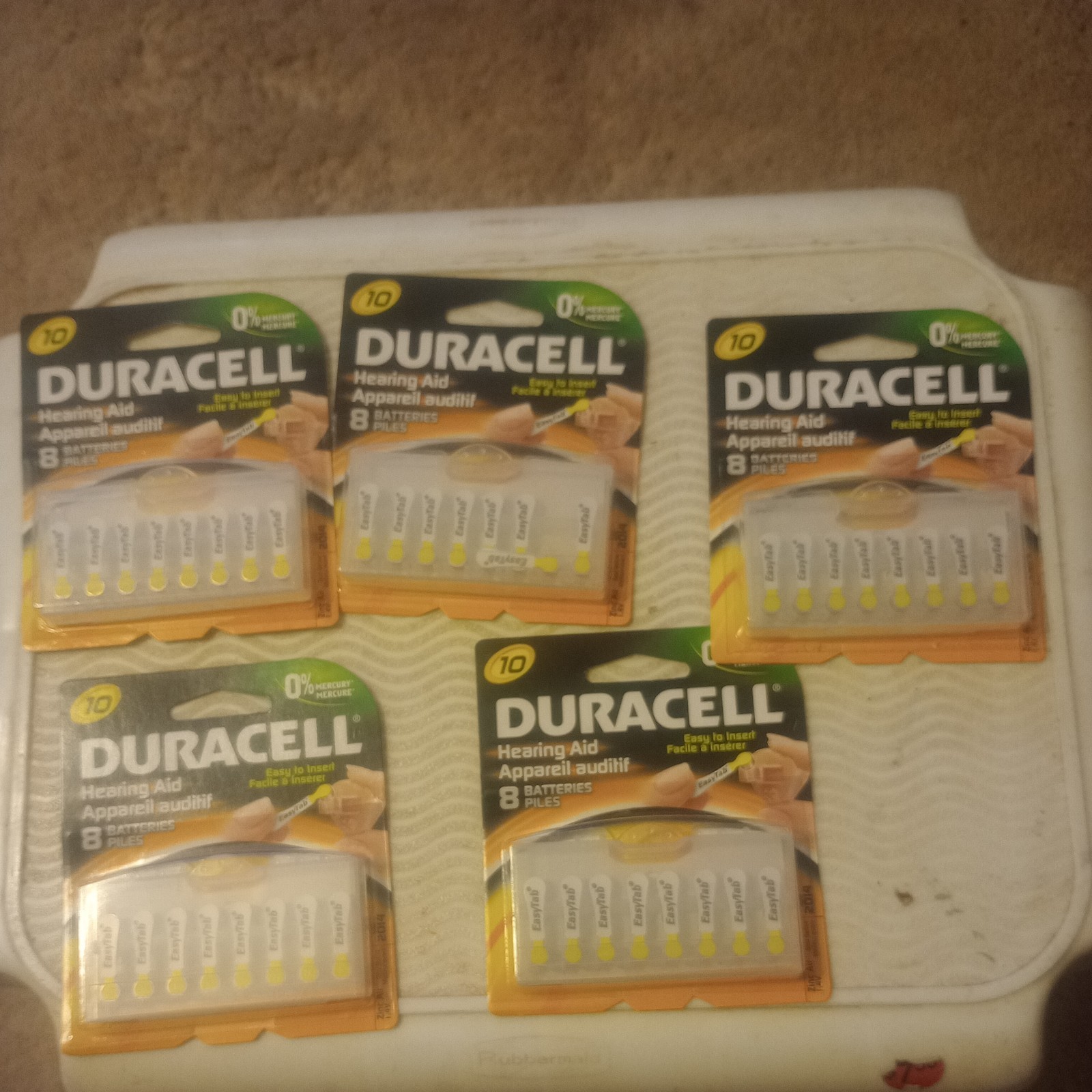 5PK DURACELL 8CT HEARING AID BATTERIES SIZE 10 = 40 3/14 BATTERIES TTL EXP 03/24
