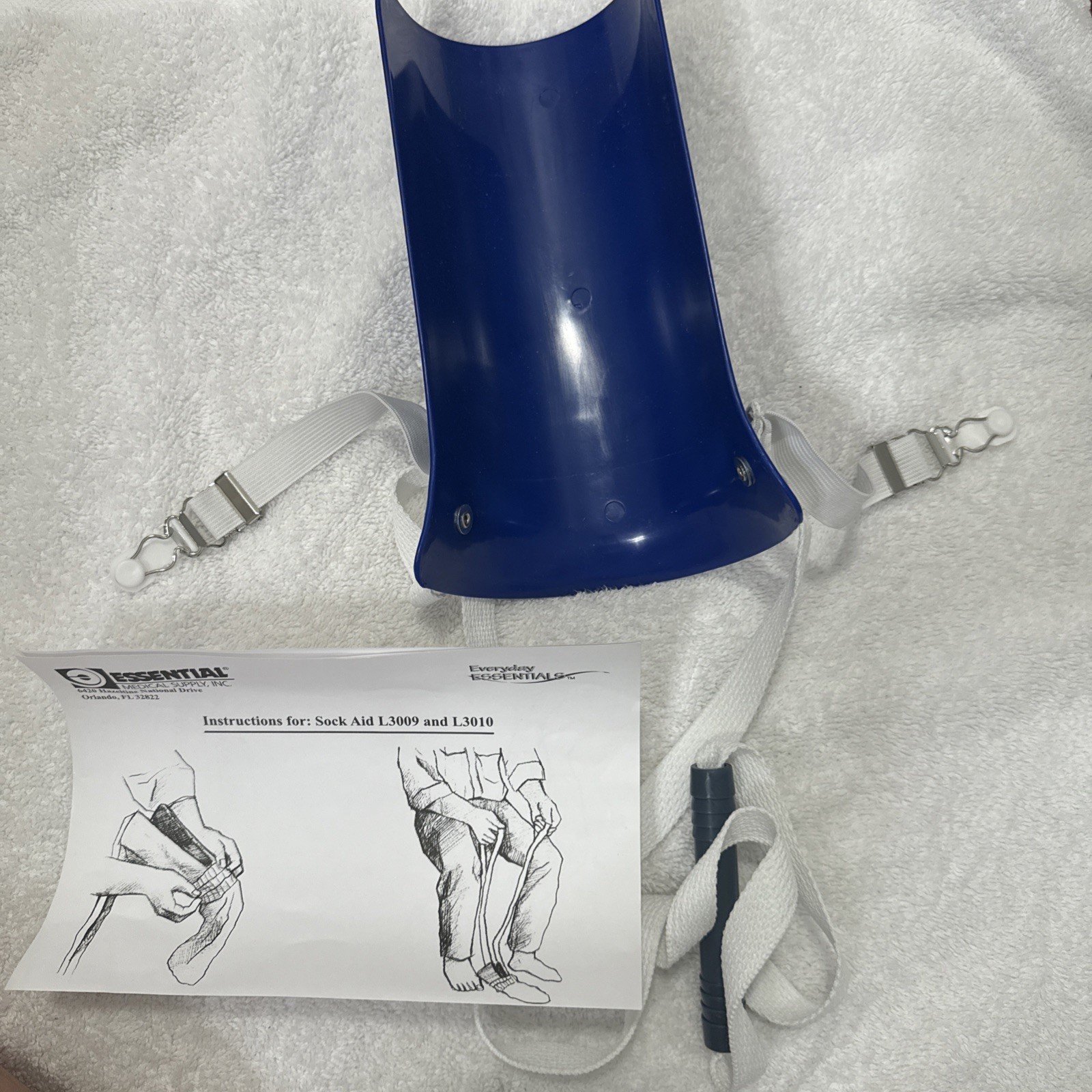 Deluxe Molded Sock Aid Essential Medical Supply Hard 1ct 48” Straps With Handle