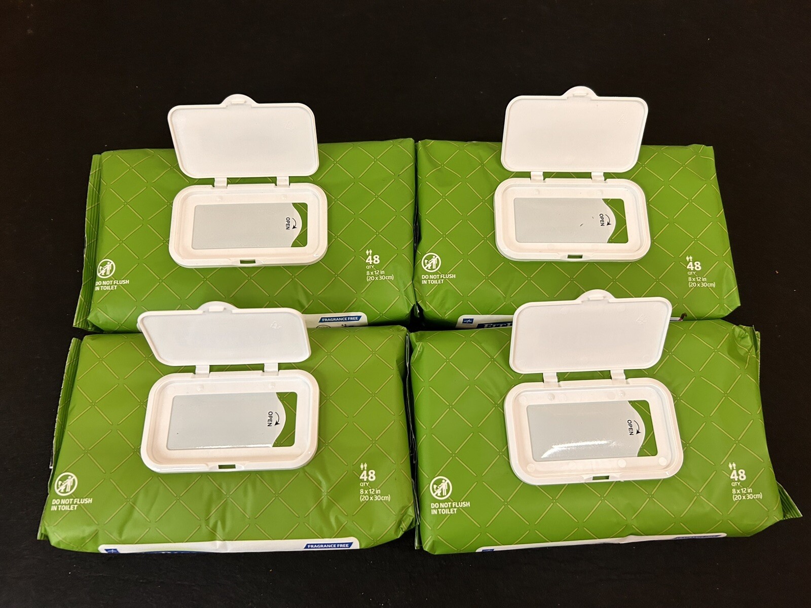 FitRight Quilted Wipes Personal Cleansing Cloths 4 Packs of 48, 8”x12” Unscented