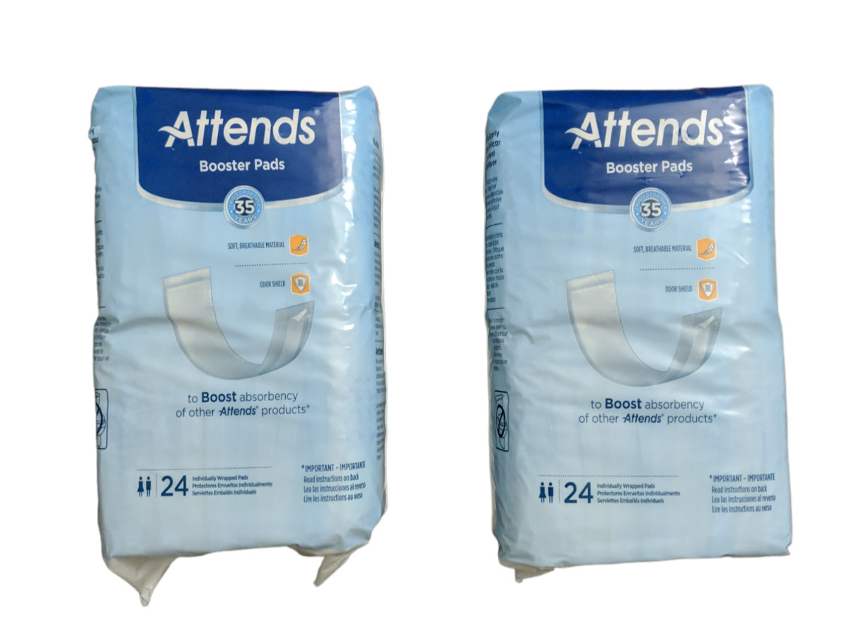 Attends Unisex Ultra Thin Light Absorbency Booster Pads 3.5 x 11″, 48 Count