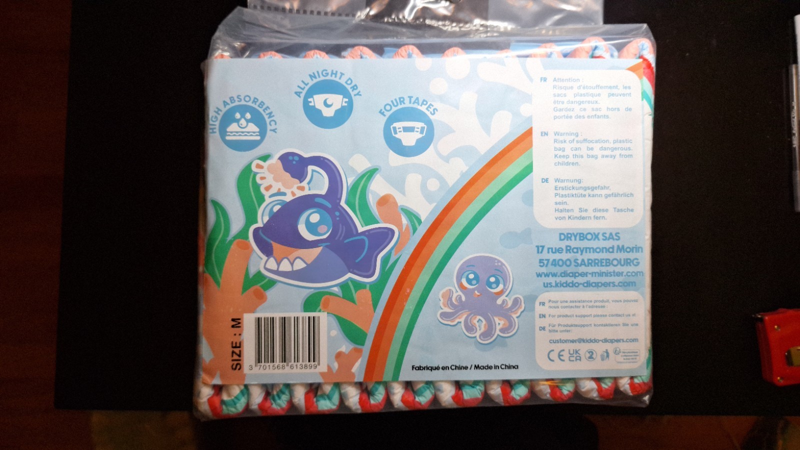 Kiddo Sea Friends Pack of 2 Adult Abdl Plastic Backed Diapers Size Medium