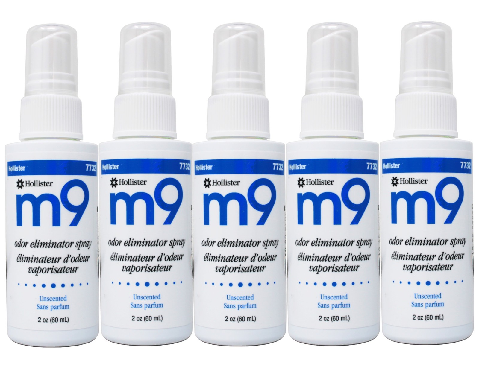 Hollister m9 Odor Eliminator Spray Unscented, 2 ounce Pump Spray Bottle, 5 Count