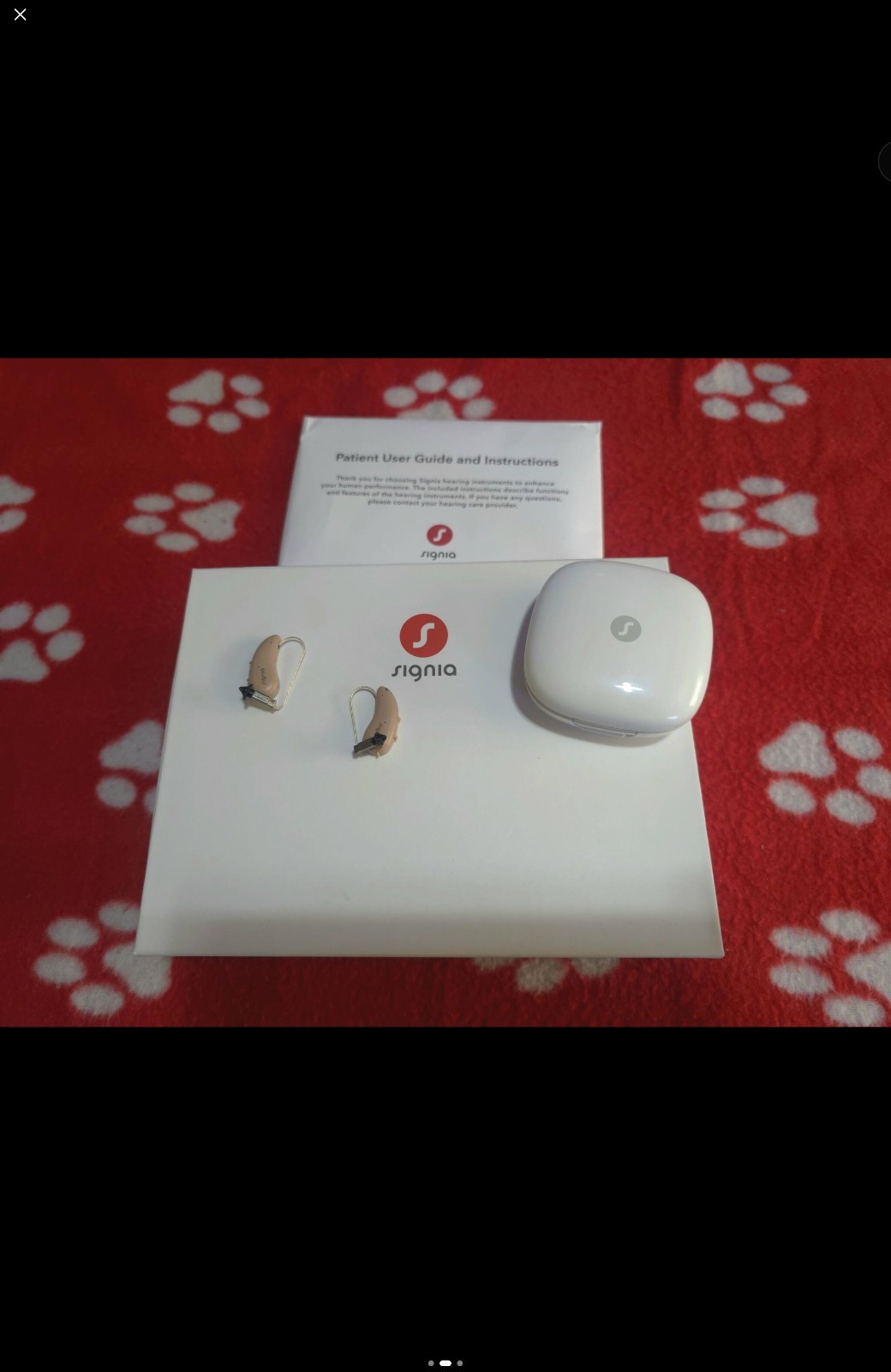 Signia Pure 312 AX BTE Hearing Aid Pair, Battery, Beige, Case & Manuals