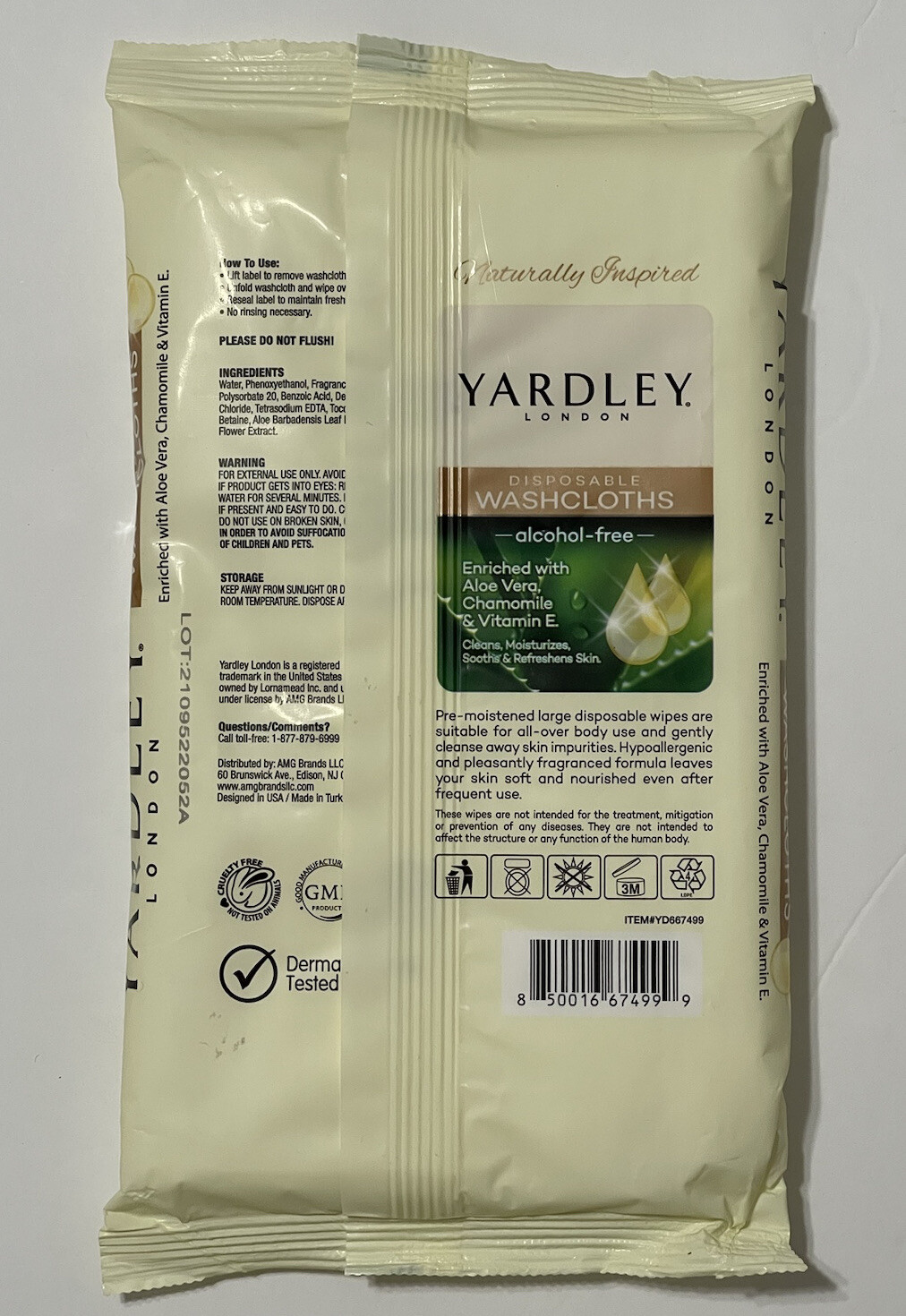 Yardley London Disposable Washcloths 18 Count 5 Packs